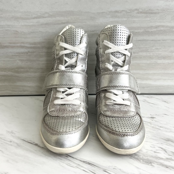 Ash Bowie Metallic Silver Hidden Wedge Sneakers Size 36​ - Picture 7 of 14